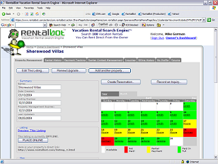 Screenshot of the RentalBot Owner's Dashboard